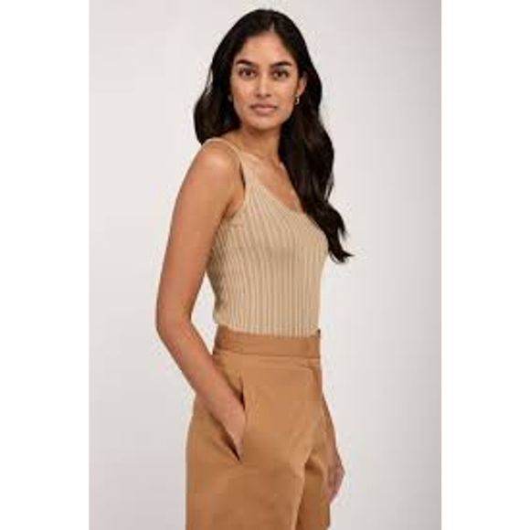 Women's Zara Beige Ribbed Knit Tank Top Size M - Picture 1 of 6